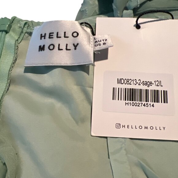 Hello Molly Sapphire Cascade Midi high low Dress Sage NWT - Picture 7 of 11